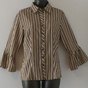 Striped Blouse w/ Ruffled Sleeves (Medium)